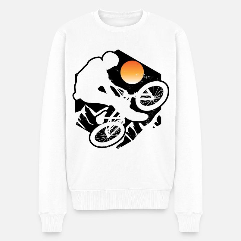 Saut en VTT - - Pull Premium bio Homme - blanc