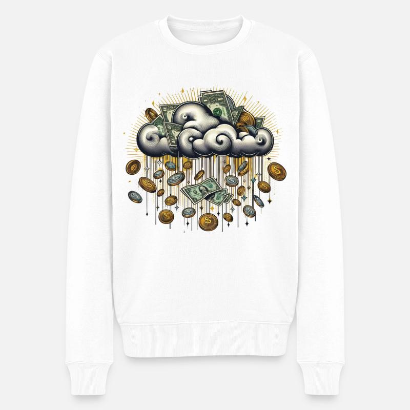 Pluie d’argent ☁️💸💸 - Pull Premium bio Homme - blanc
