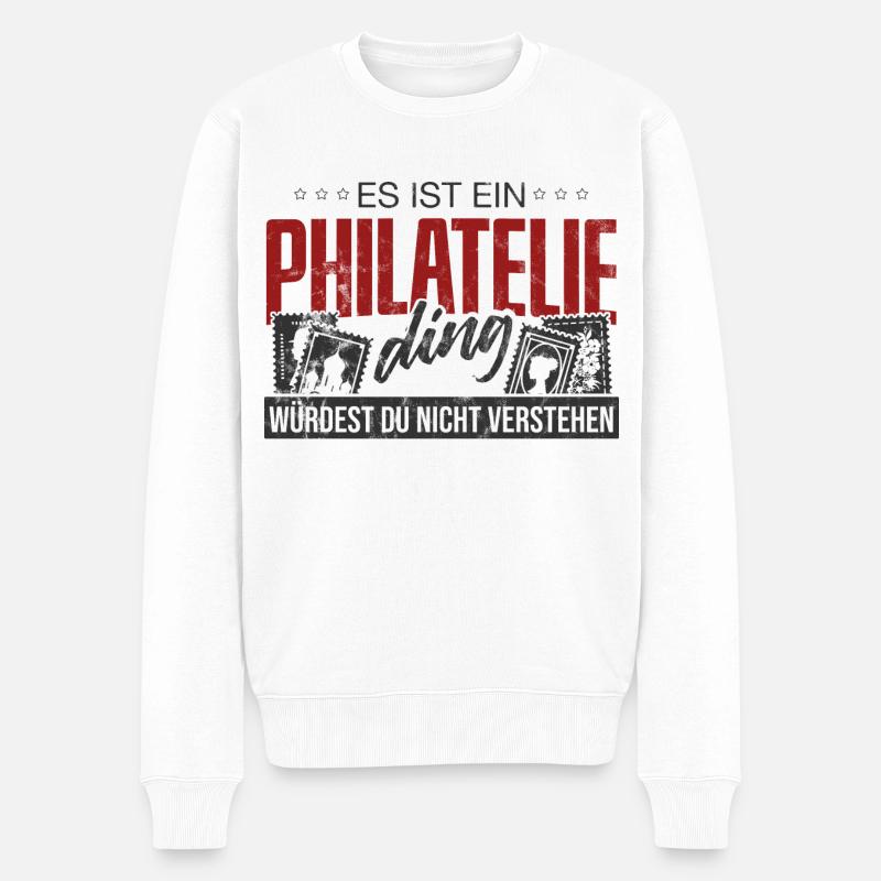 Philatelie Philatelist Briefmarkensammler - Männer Premium Bio Pullover - Weiß