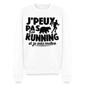Je Peux Pas J'ai Running Et Je Suis Motivé - Pull Premium bio Homme - blanc - Devant - Thijin (182cm)