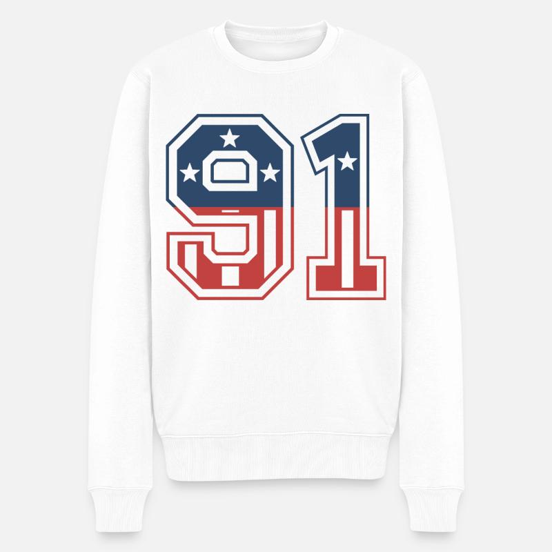 Nummer 91 USA - Männer Premium Bio Pullover - Weiß