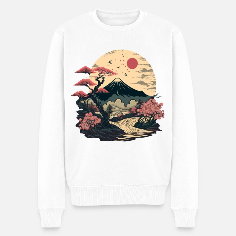 Asiatische Landschaft - Männer Premium Bio Pullover - Weiß