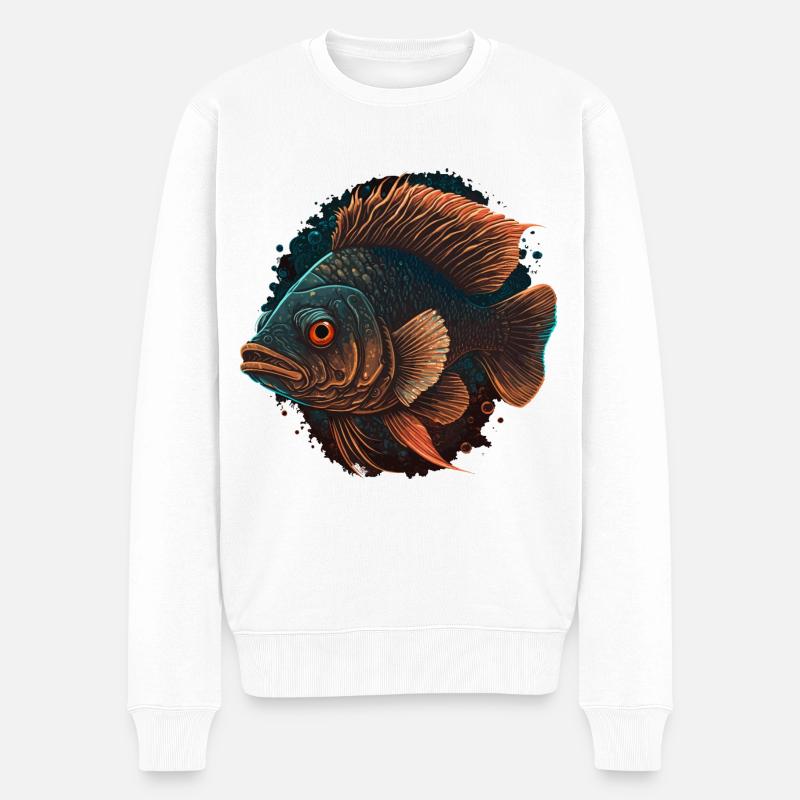 Tiefseefisch-Illustration - Männer Premium Bio Pullover - Weiß