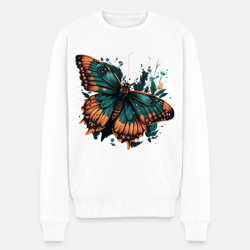Papillon tropical - Pull Premium bio Homme - blanc