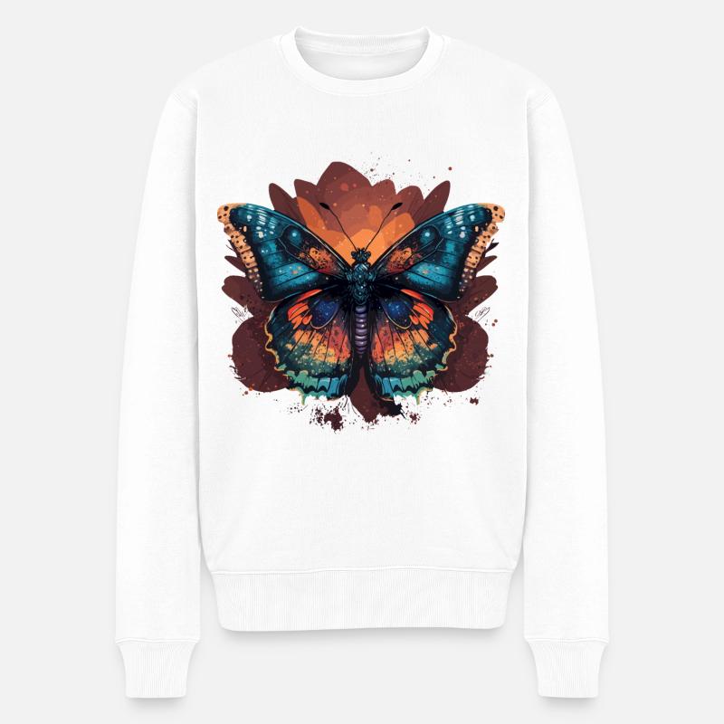 Zierlicher Schmetterling - Männer Premium Bio Pullover - Weiß