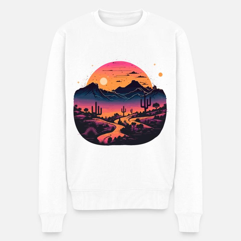 Synthwave Désert - Pull Premium bio Homme - blanc
