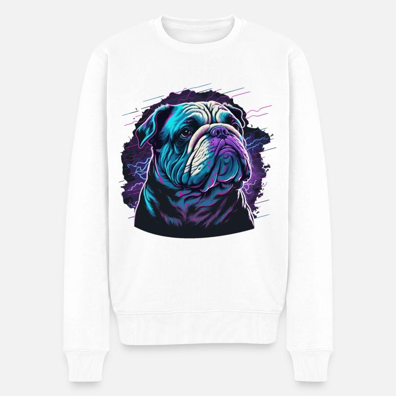 Bouledogue noir - Pull Premium bio Homme - blanc