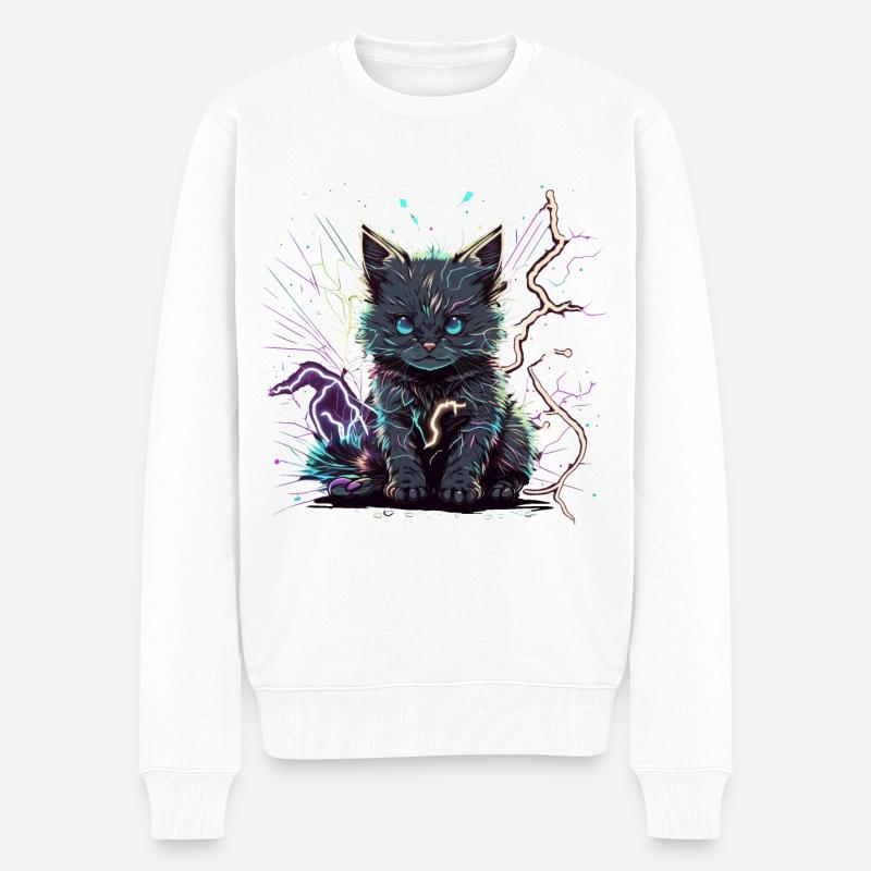 Beast Electric Cat - Männer Premium Bio Pullover - Weiß