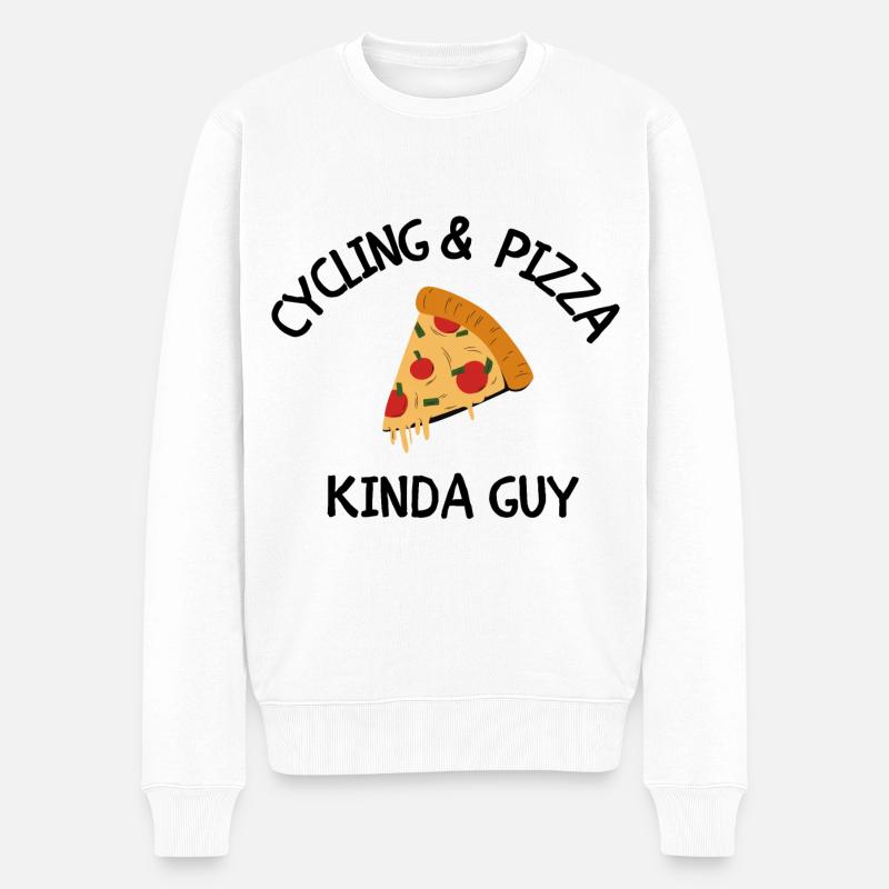 Cyclisme & pizza un peu gars - Pull Premium bio Homme - blanc
