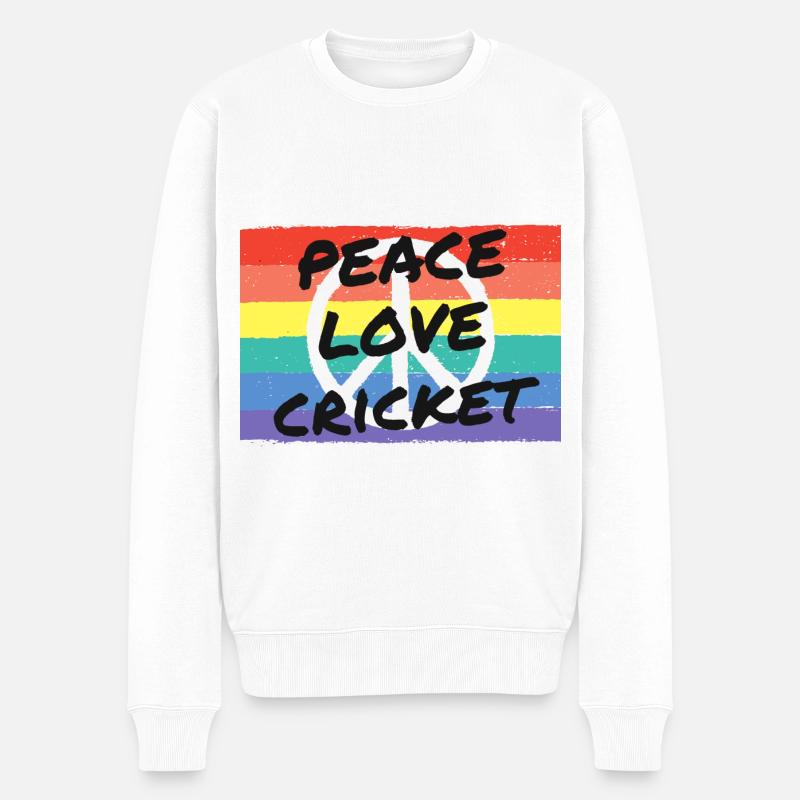 Frieden. Liebe. Kricket - Männer Premium Bio Pullover - Weiß