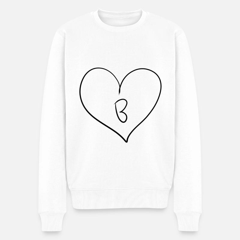 Herz Buchstabe - Männer Premium Bio Pullover - Weiß