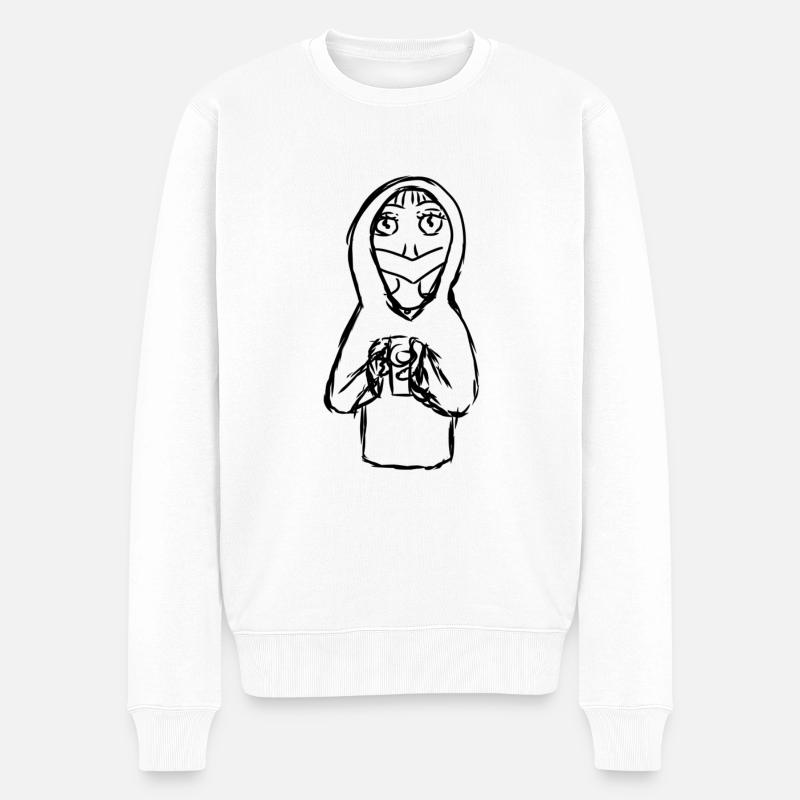 Manga Zeichnung - Männer Premium Bio Pullover - Weiß