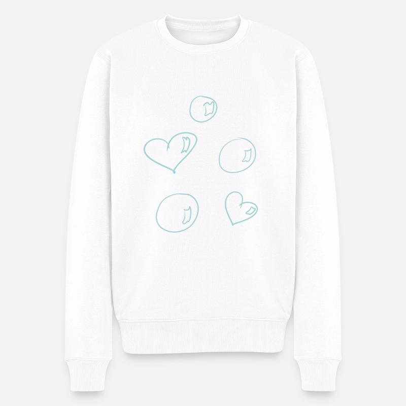 Seifenblasen herzen - Männer Premium Bio Pullover - Weiß