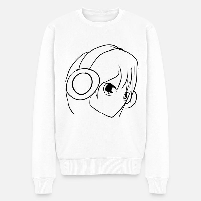 musik manga - Männer Premium Bio Pullover - Weiß