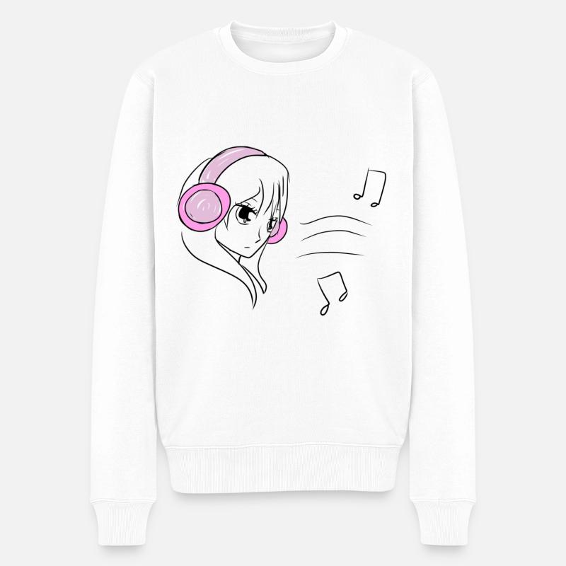 manga kopfhörer - Männer Premium Bio Pullover - Weiß