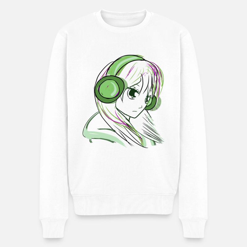 manga grün - Männer Premium Bio Pullover - Weiß