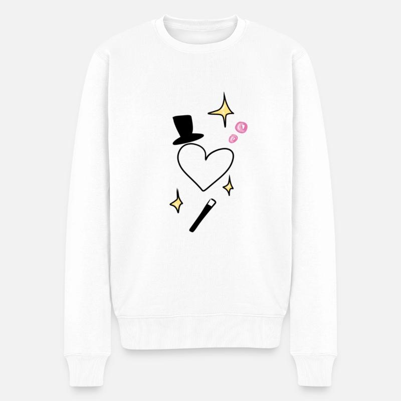 Zauberer herz - Männer Premium Bio Pullover - Weiß