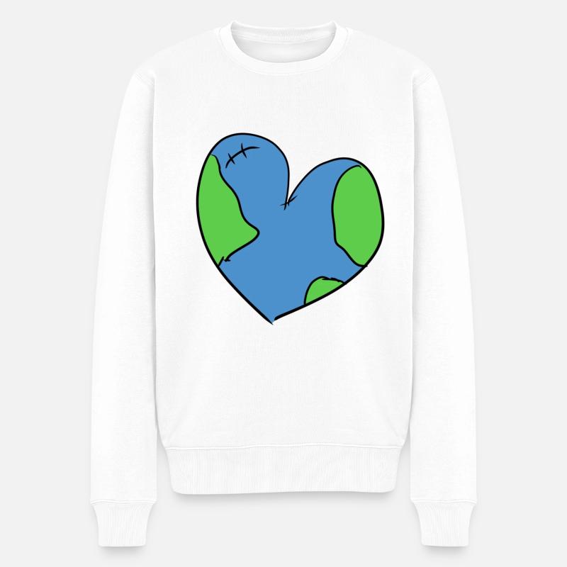 klimawandel herz klimaschutz klima erde - Männer Premium Bio Pullover - Weiß