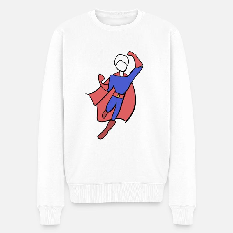 superheld held symbol mann retter - Männer Premium Bio Pullover - Weiß