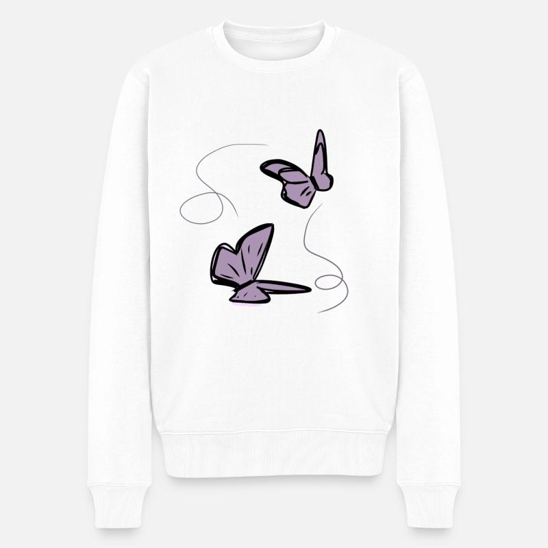 zwei Schmetterlinge schmetterling faden - Männer Premium Bio Pullover - Weiß