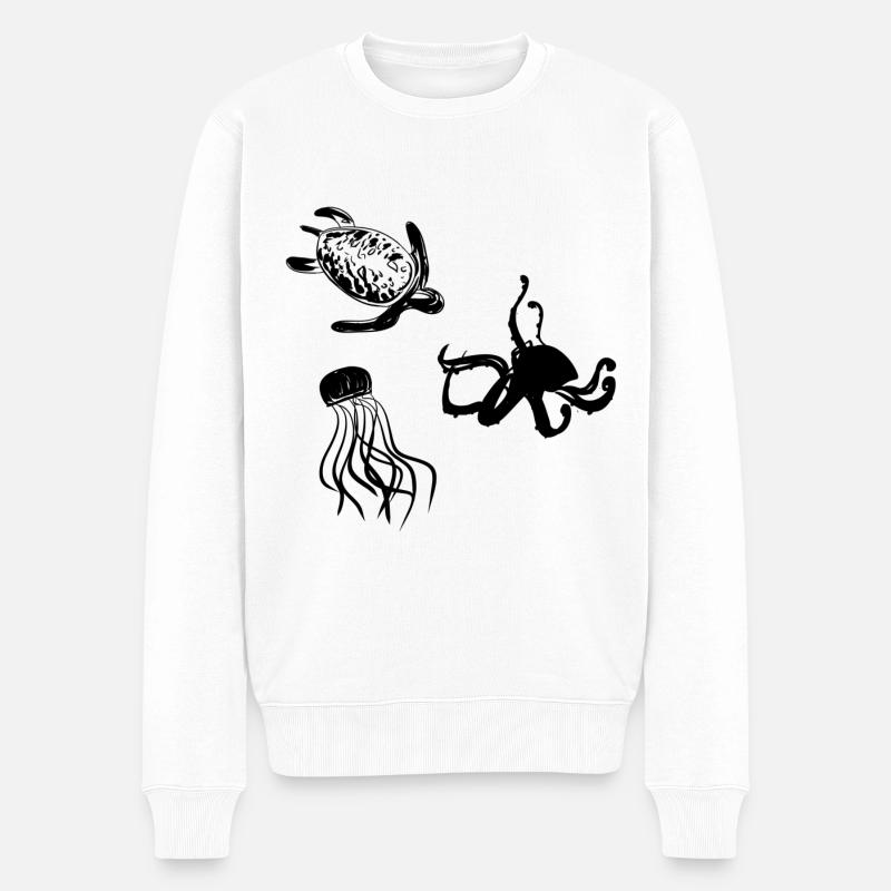 tiere meerestiere unterwasser natur muster - Männer Premium Bio Pullover - Weiß