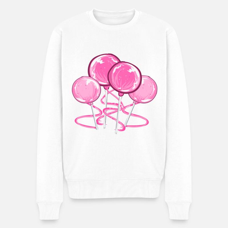 lollipops pink süßigkeiten süßes - Männer Premium Bio Pullover - Weiß
