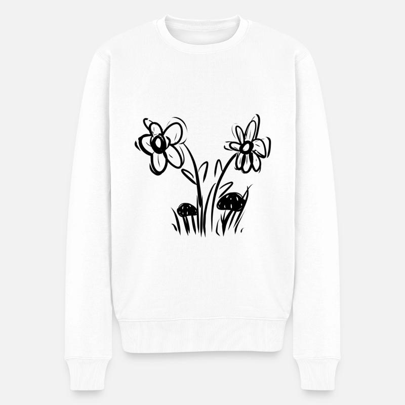 blumen symbol blume muster rosa grass pilze - Männer Premium Bio Pullover - Weiß