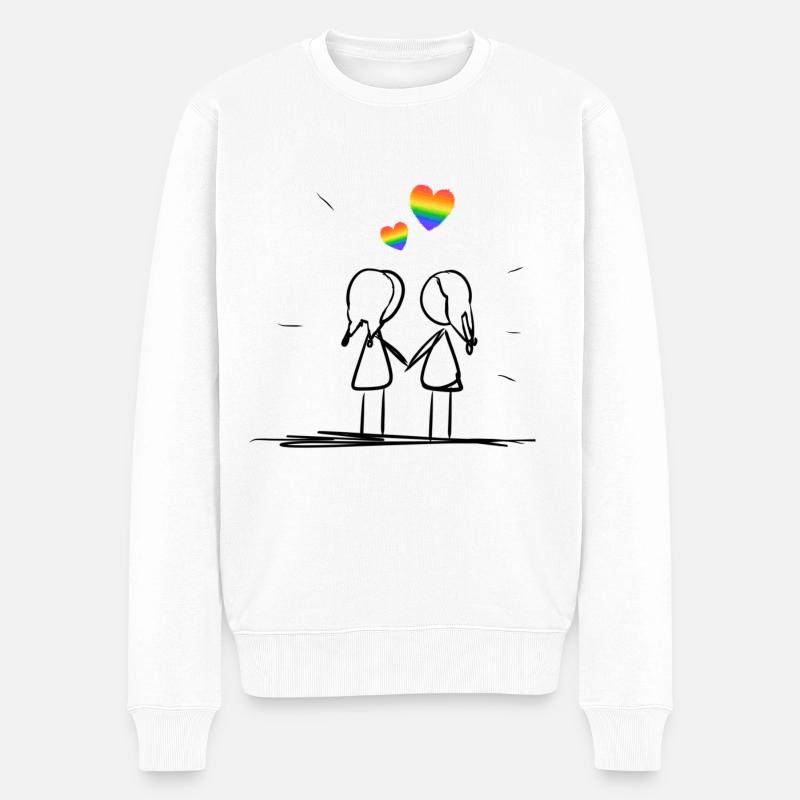 lesbisches Liebespaar - Männer Premium Bio Pullover - Weiß