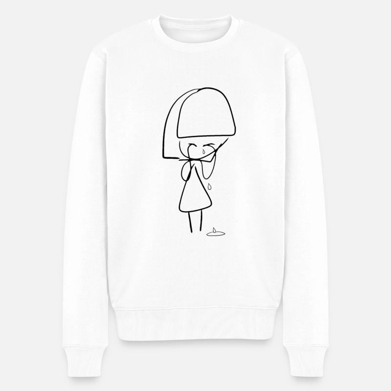 triste pleureuse fille malheureuse larme - Pull Premium bio Homme - blanc