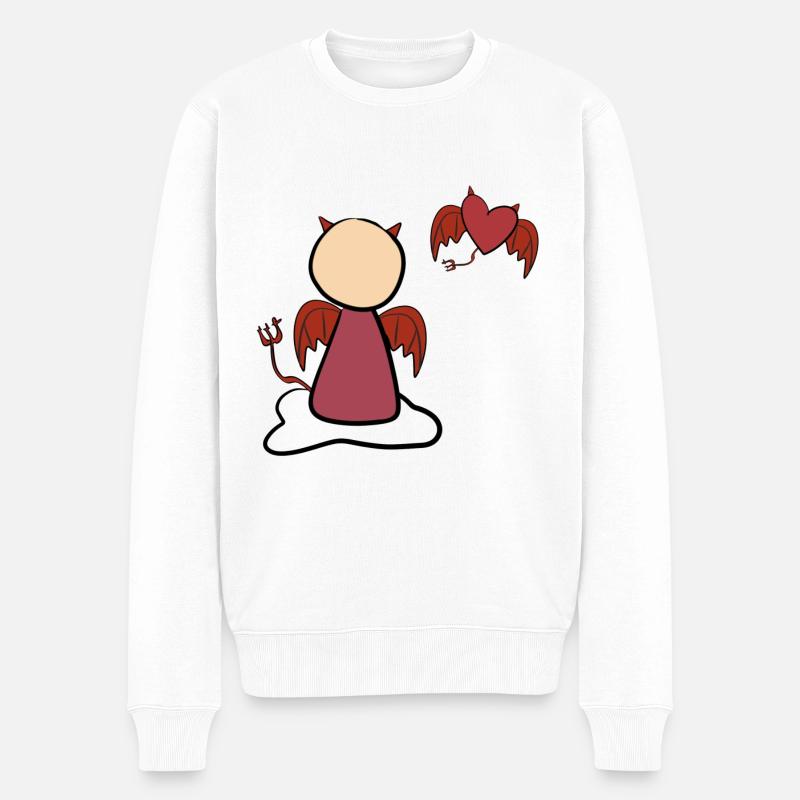 herz teufel böse mensch symbol - Männer Premium Bio Pullover - Weiß