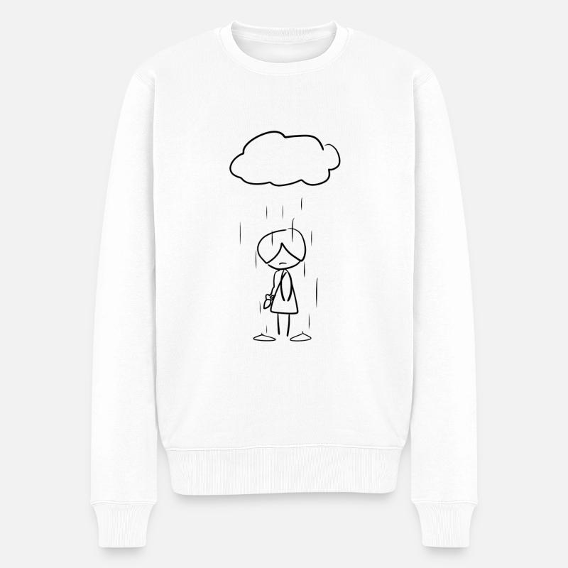 trauriges mädchen wolke regen - Männer Premium Bio Pullover - Weiß