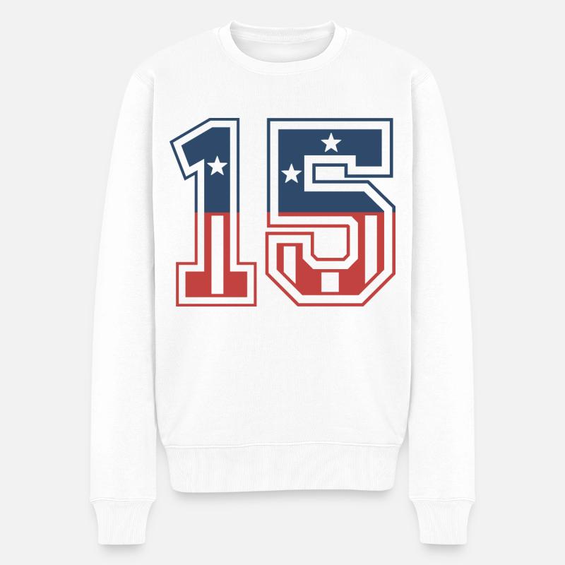 Nummer 15 USA - Männer Premium Bio Pullover - Weiß