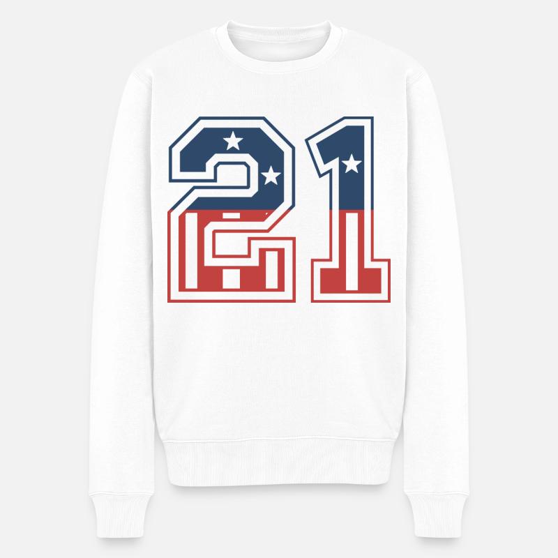 Nummer 21 USA - Männer Premium Bio Pullover - Weiß