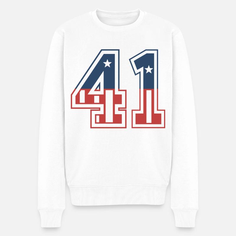 Nummer 41 USA - Männer Premium Bio Pullover - Weiß