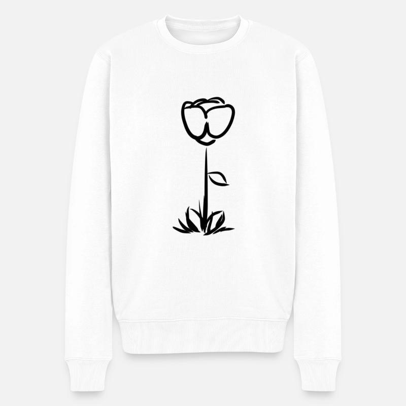 Blume Pflanze symbol - Männer Premium Bio Pullover - Weiß