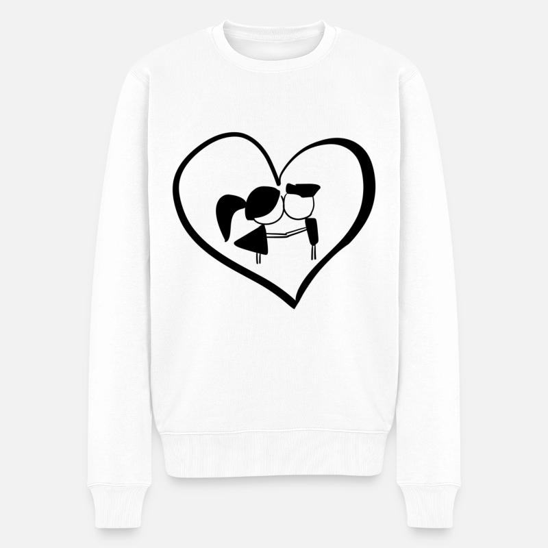 herz symbol liebespaar - Männer Premium Bio Pullover - Weiß