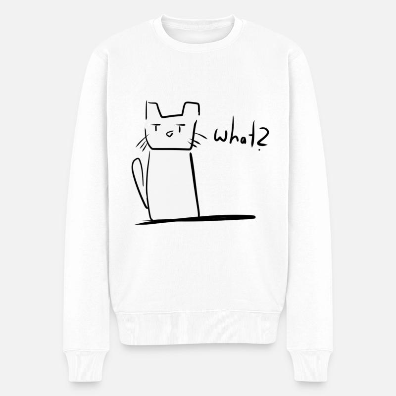 Chat confus animal mignon - Pull Premium bio Homme - blanc