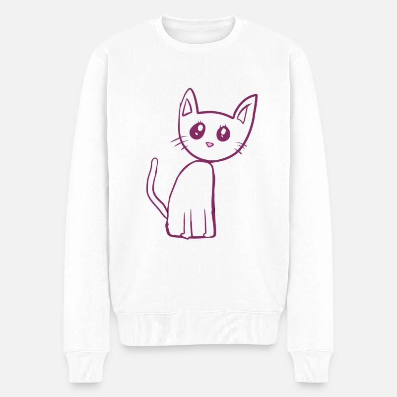 Animal de compagnie Pink Cat - Pull Premium bio Homme - blanc