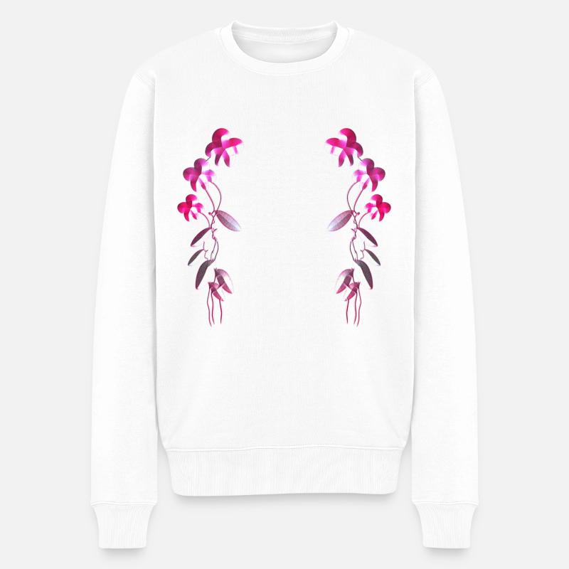 motif de fleurs roses - Pull Premium bio Homme - blanc