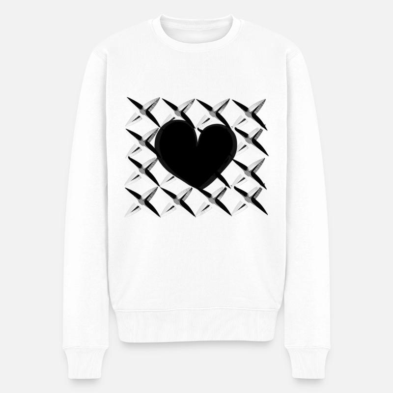 cœur à motif croisé - Pull Premium bio Homme - blanc