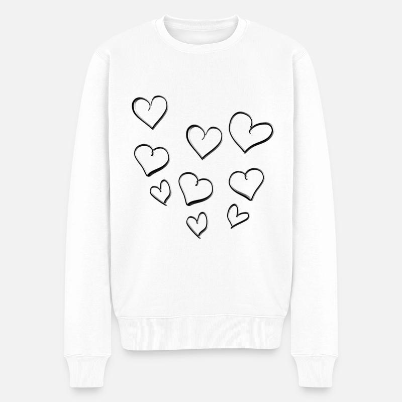herze muster liebe - Männer Premium Bio Pullover - Weiß