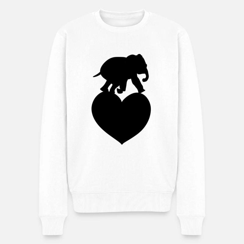 Animal Love Heart Éléphant - Pull Premium bio Homme - blanc