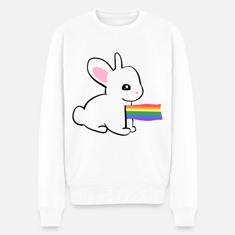 Symbole lapin drapeau LGBT - Pull Premium bio Homme - blanc
