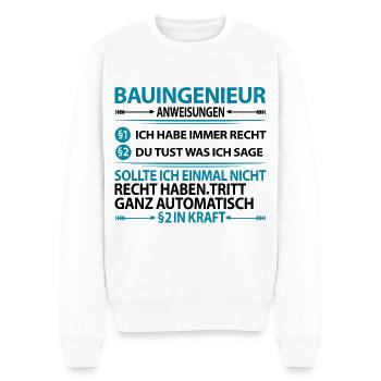 Bauingenieur Geschenkideen Danke Abschied Master - Männer Premium Bio Pullover - Weiß - Vorne - Thijin (182cm)