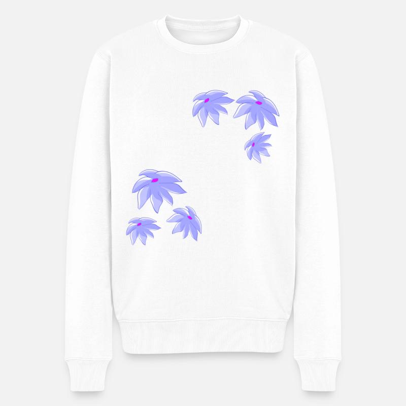 muster lila blumen pflanzen - Männer Premium Bio Pullover - Weiß