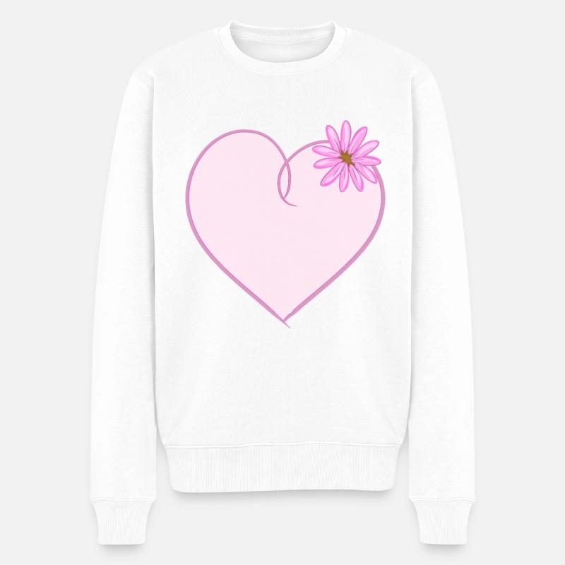 herz blume lila rosa - Männer Premium Bio Pullover - Weiß