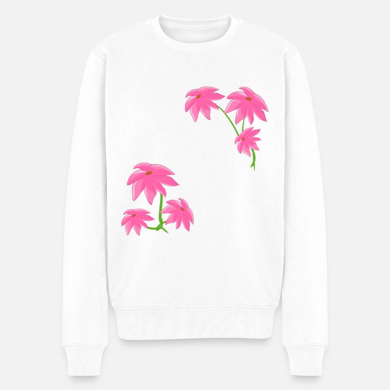 muster rosa blumen pflanzen - Männer Premium Bio Pullover - Weiß