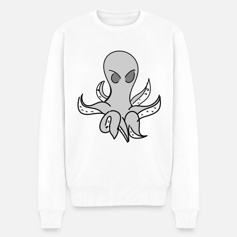Oktopus Tier grau Meerestier - Männer Premium Bio Pullover - Weiß