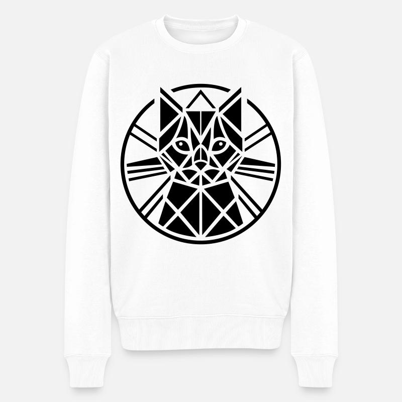 Chat Artéfact Motif Abstrait - Pull Premium bio Homme - blanc