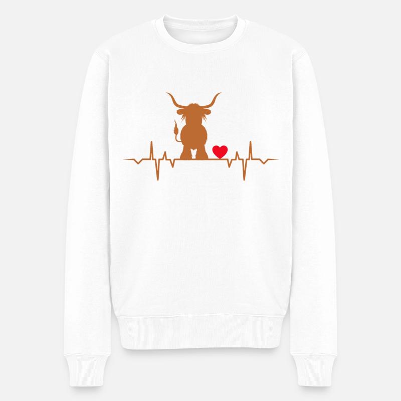 kuh kühe herzschlag herz rind rinder farm bauer - Männer Premium Bio Pullover - Weiß
